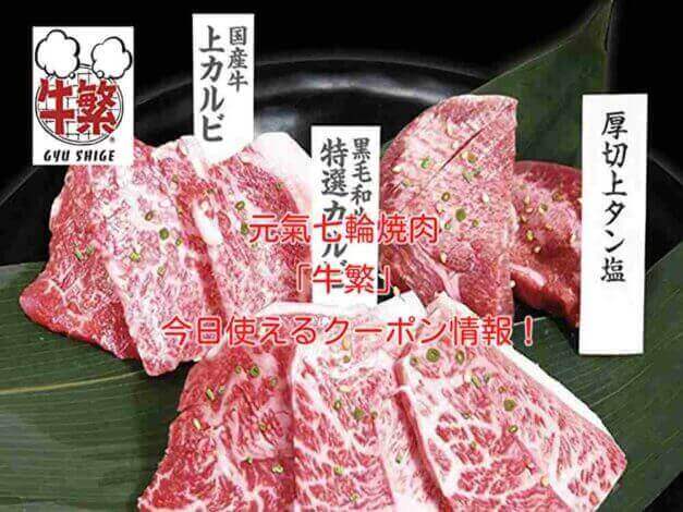 牛繁（ぎゅうしげ）の最新クーポン情報！