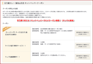 日乃屋で使える！ホットペッパーグルメクーポン情報！（サンプル画像）