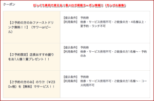 びっくり寿司で使える！食べログ掲載クーポン情報！（サンプル画像）
