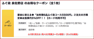 ふぐ政で使える!食べログ掲載クーポン情報!(サンプル画像)