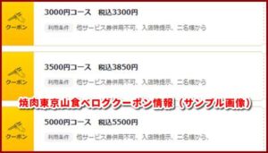 焼肉東京山食べログクーポン情報(サンプル画像)