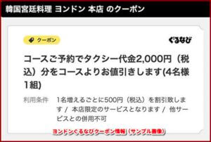 ヨンドンぐるなびクーポン情報（サンプル画像）