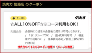 焼肉力のぐるなびクーポン情報!(サンプル画像)